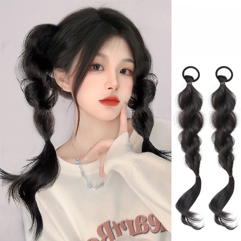 Y2K Ponytail Wigs Bubble Braids Double Ponytails Fluffy Wig Sweet Cool ...