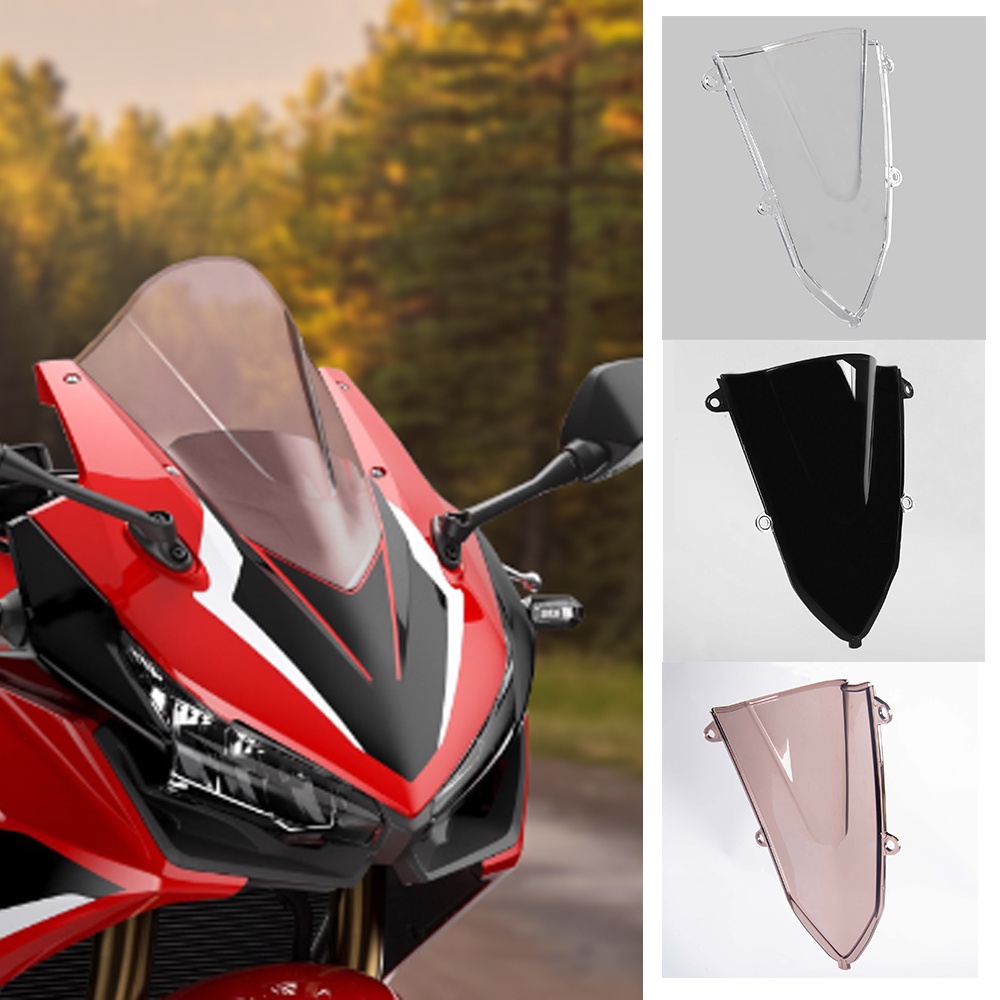 Sports Bike Windshield For Honda CBR500R 2013-2015 - Polycarbonate Double Bubble Windscreen (Smoke) - View #5