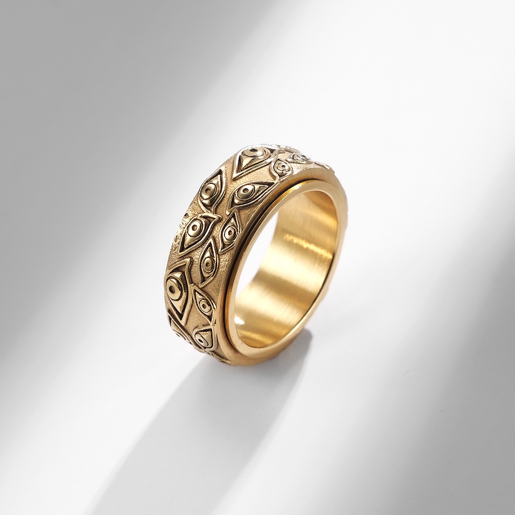 Vintage rotatable eye pattern ring, titanium steel ring will not fade ...