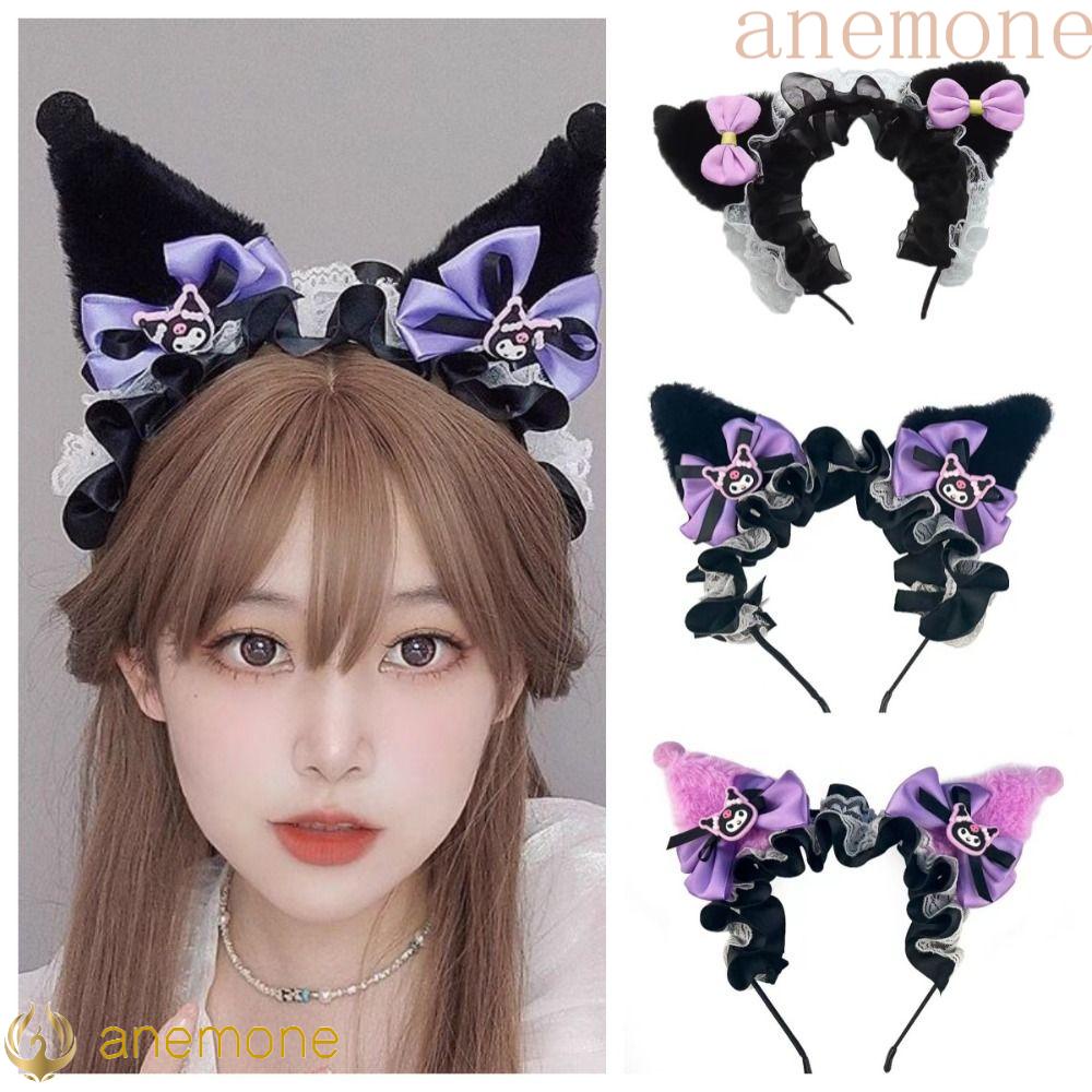 ANEMONE Kuromi Headband, Anime Bowknot Kuromi Hair Hoop, Cute Plush ...