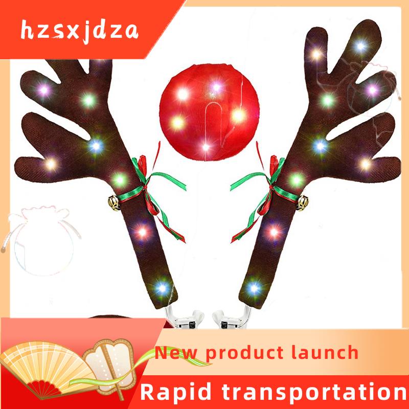 hzsxjdza Car Reindeer Antlers,Antlers Car Kit with LED Lights,Reindeer