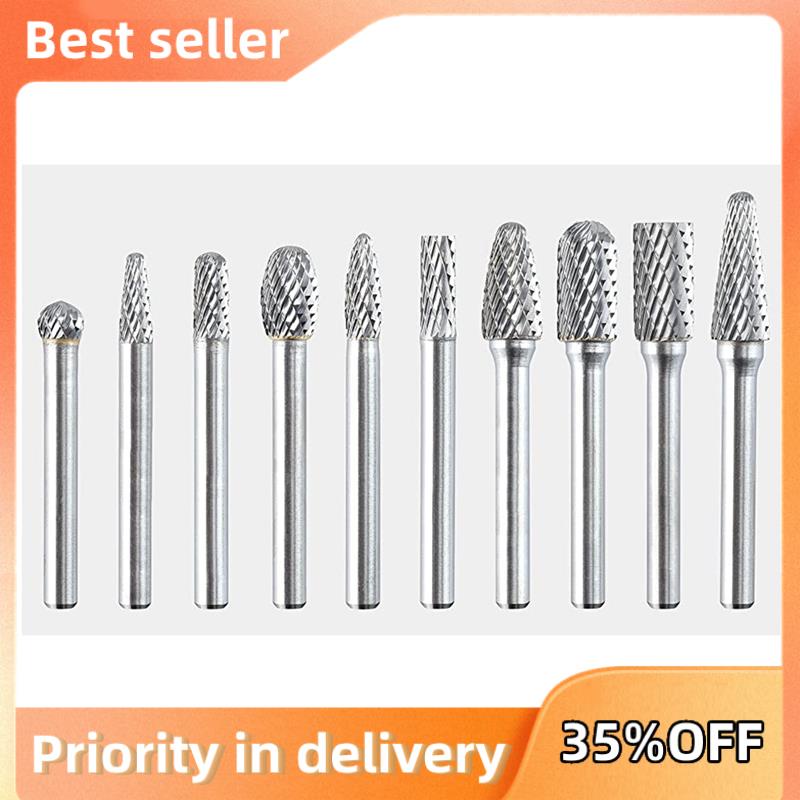 Rock Carbide Burr Set 1/4 inch 10PC Die Grinder Bits File Rasp for