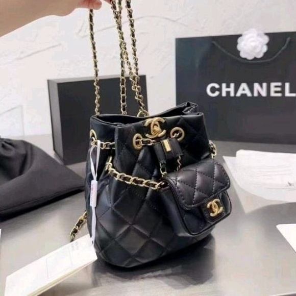 Chanel Backpack For Woman Fashion Bucket with wallet Calfskin & Gold ...