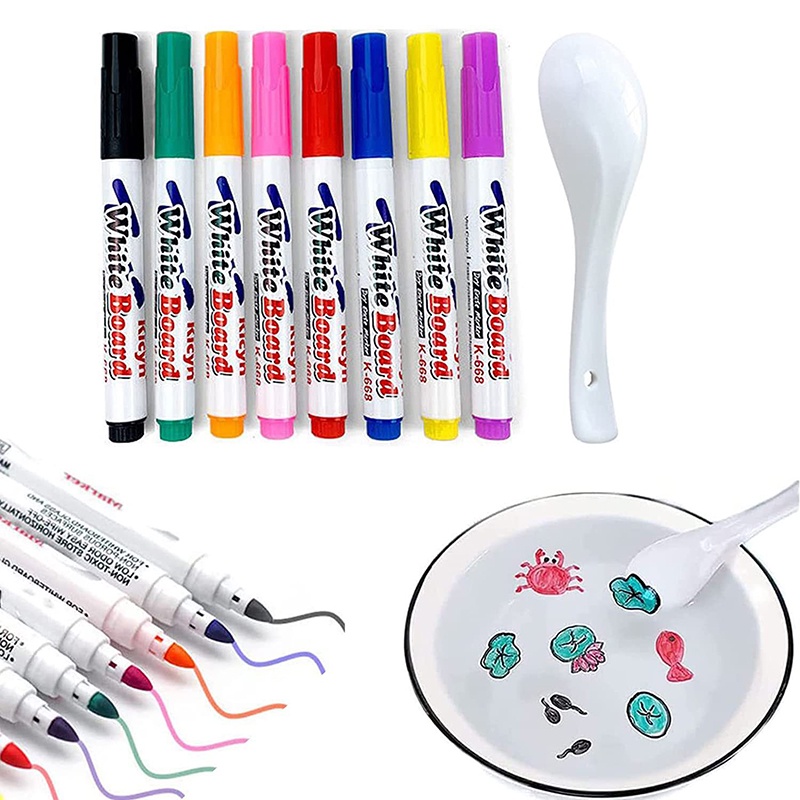Kids Floating Marker Pen Colored Paint Pen Can Float on Water Surface Creative DIY Erasable