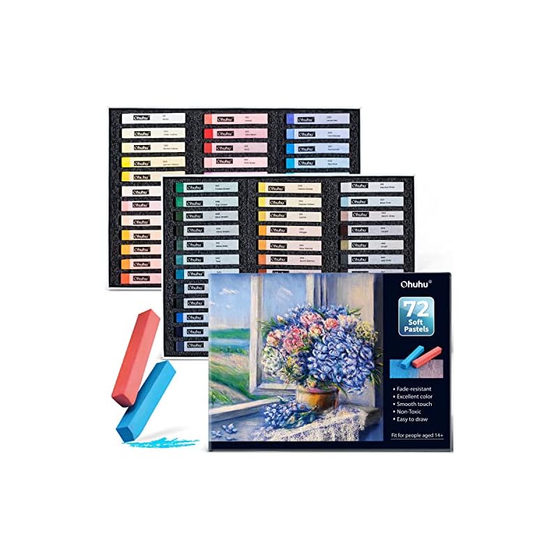 Ohuhu 72 Colors Pastel Art Materials Set Soft Pastel Chalk Art Paints
