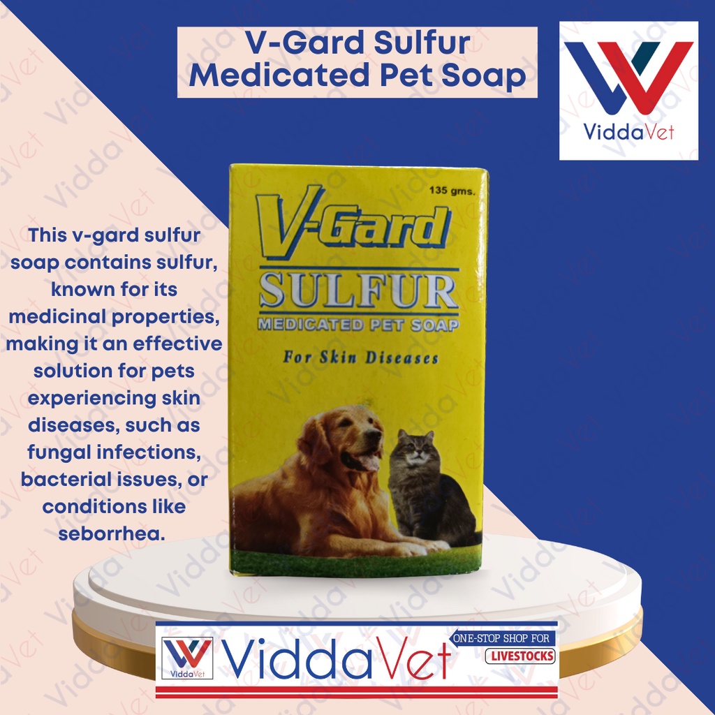 V-GARD SULFUR viddavet Medicated pet soap for skin diseases fog dogs ...