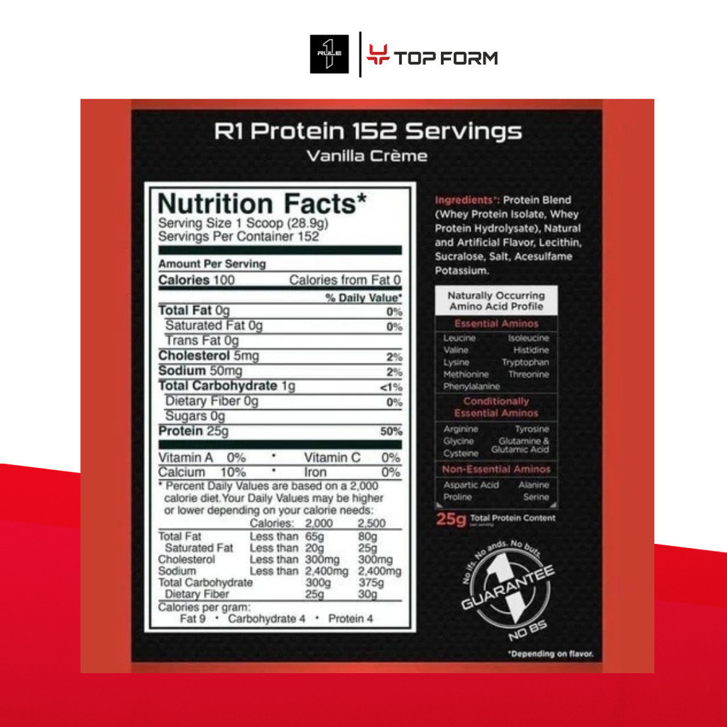 Rule 1 Whey Protein Isolate, R1 Whey Protein Powder Isolate 1.98lbs ...
