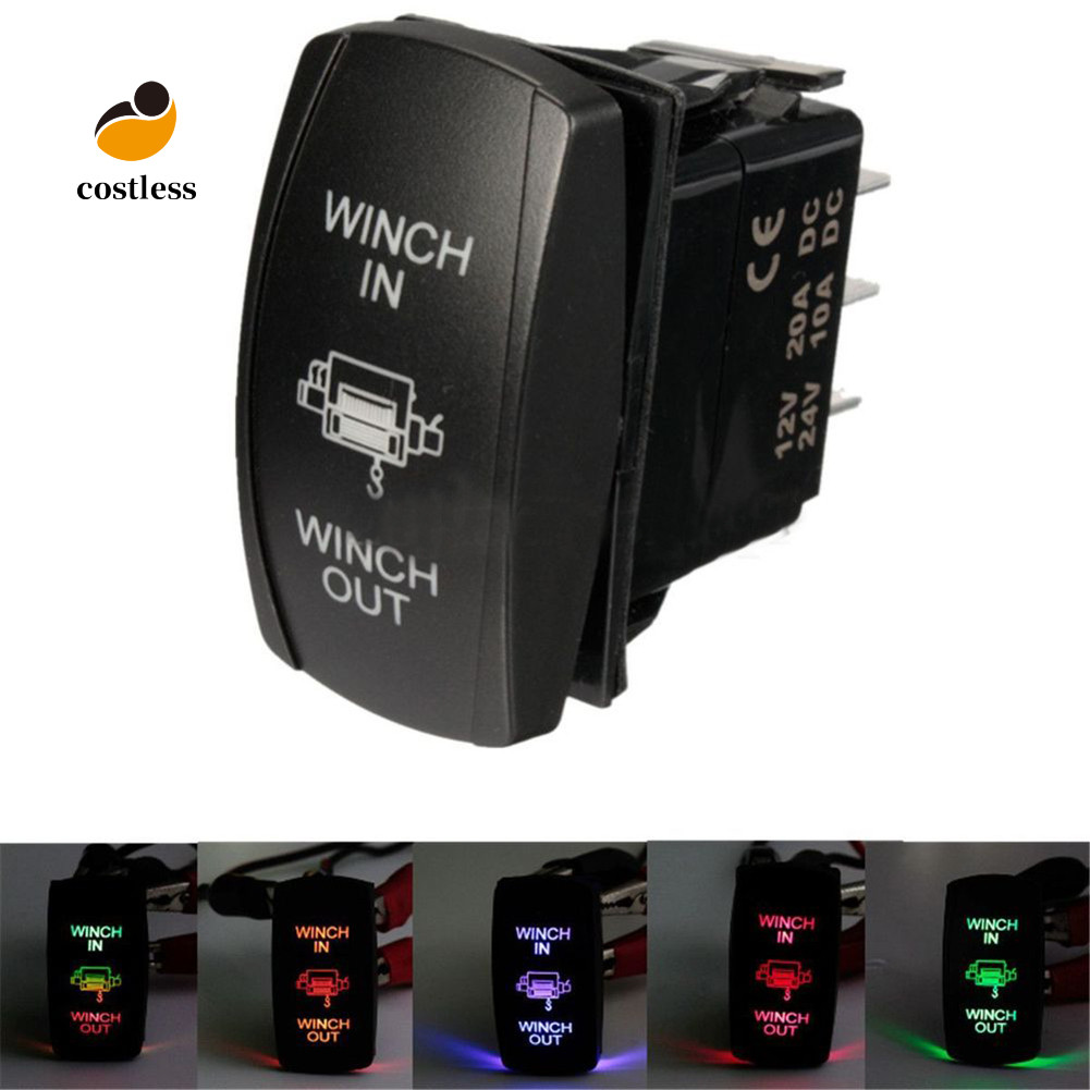 COL 12V 24V 7-Pin Dual LED Light Winch In Out ON-OFF-ON Laser Boat UTV ...