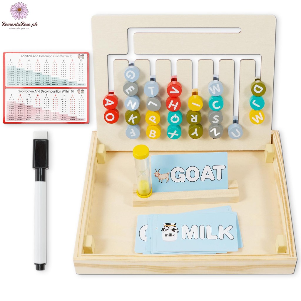 Wooden Alphabet Math Board Learning Toy with Cards Montessori ...