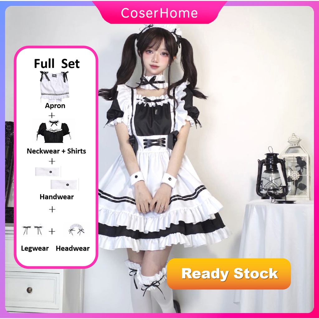 Full Set Lolita Dress Maid Outfit for Women Girl Maid Costume Lolita ...