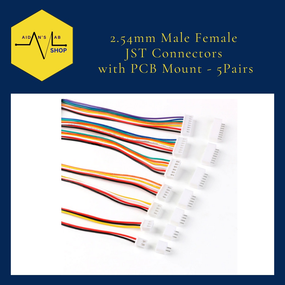 2.54mm Male Female JST Connectors with PCB Mount 5Pairs Aidans Lab