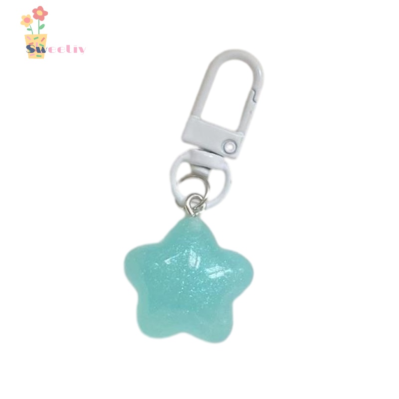 Sweetiy> Jelly Pentagram Plastic Keychain Stars Pendant Keyring For ...