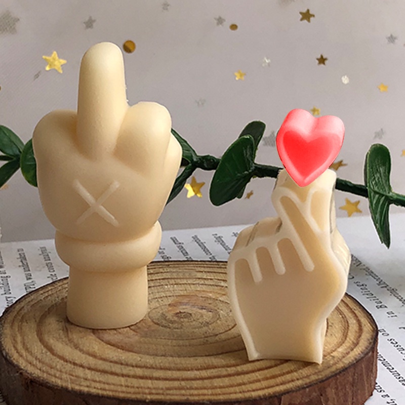 3D Mini Heart Gesture Candle Mold DIY Silicone Mold Small Middle Finger ...