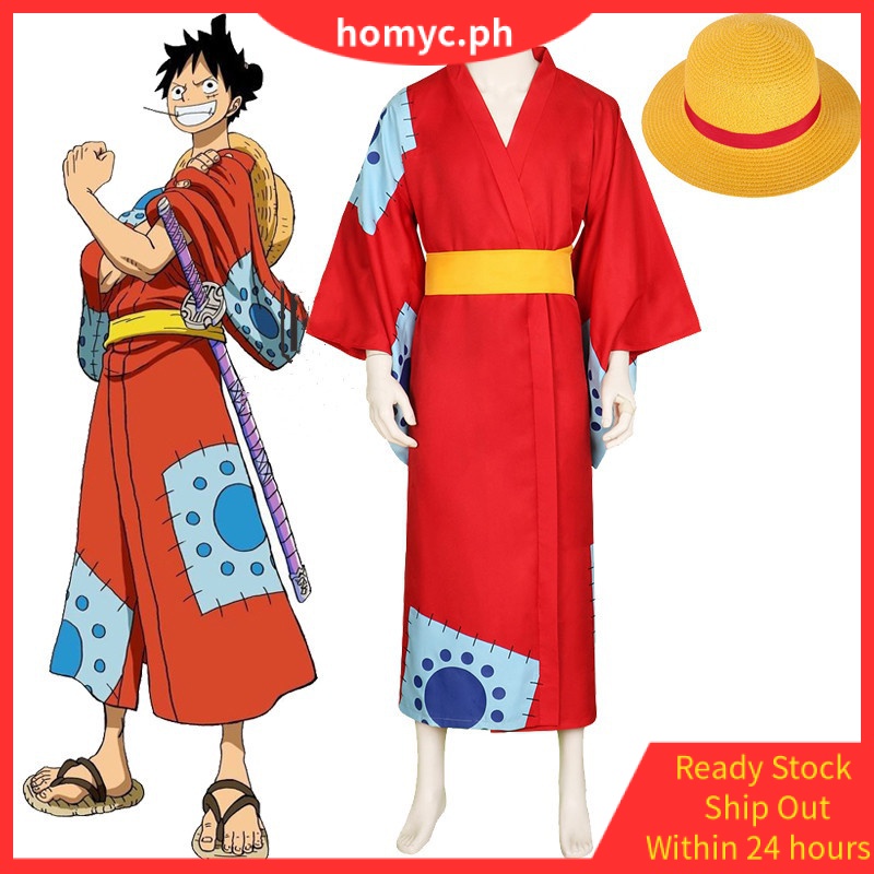 Anime One Piece Wano Country Monkey D. Luffy Cosplay Costume Kimono ...