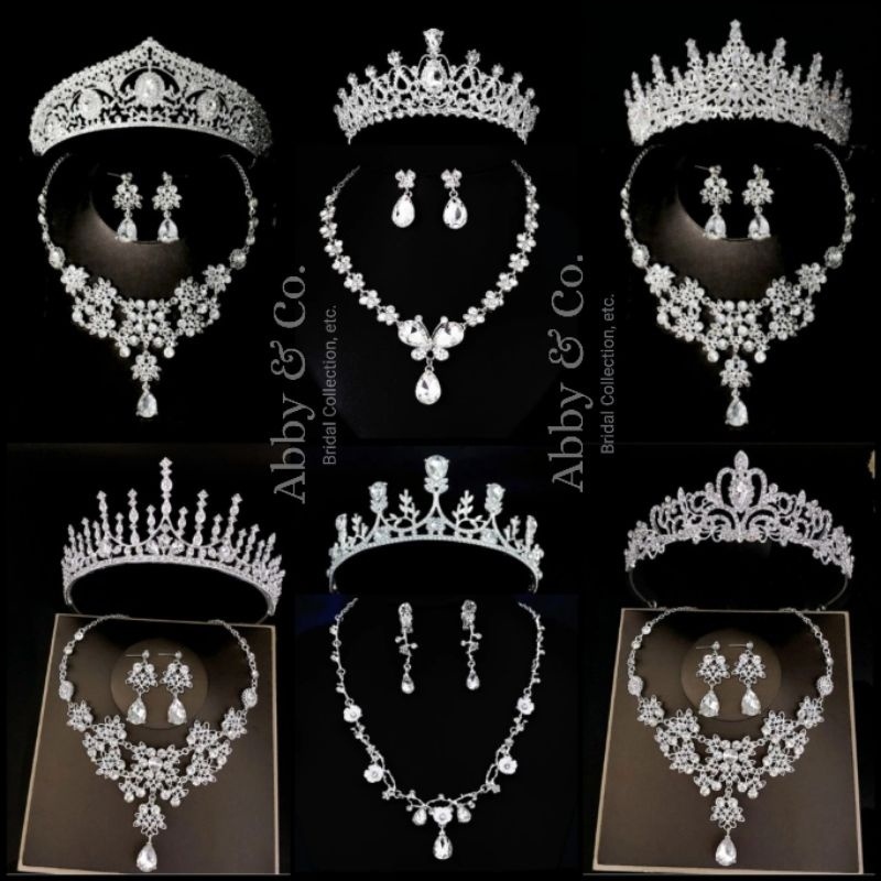 2024 Tiara Necklace Earrings Set Bridal Jewelry Sagala Prom Debut ...