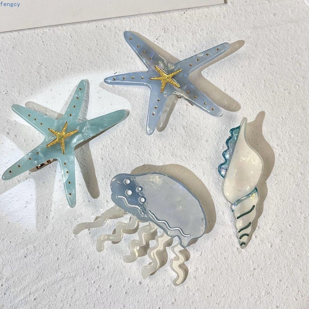 FENGCY Acetate Hair Clip, Acetic Acid Starfish Hair Clips for Women, Hair Barrettes Jellyfish