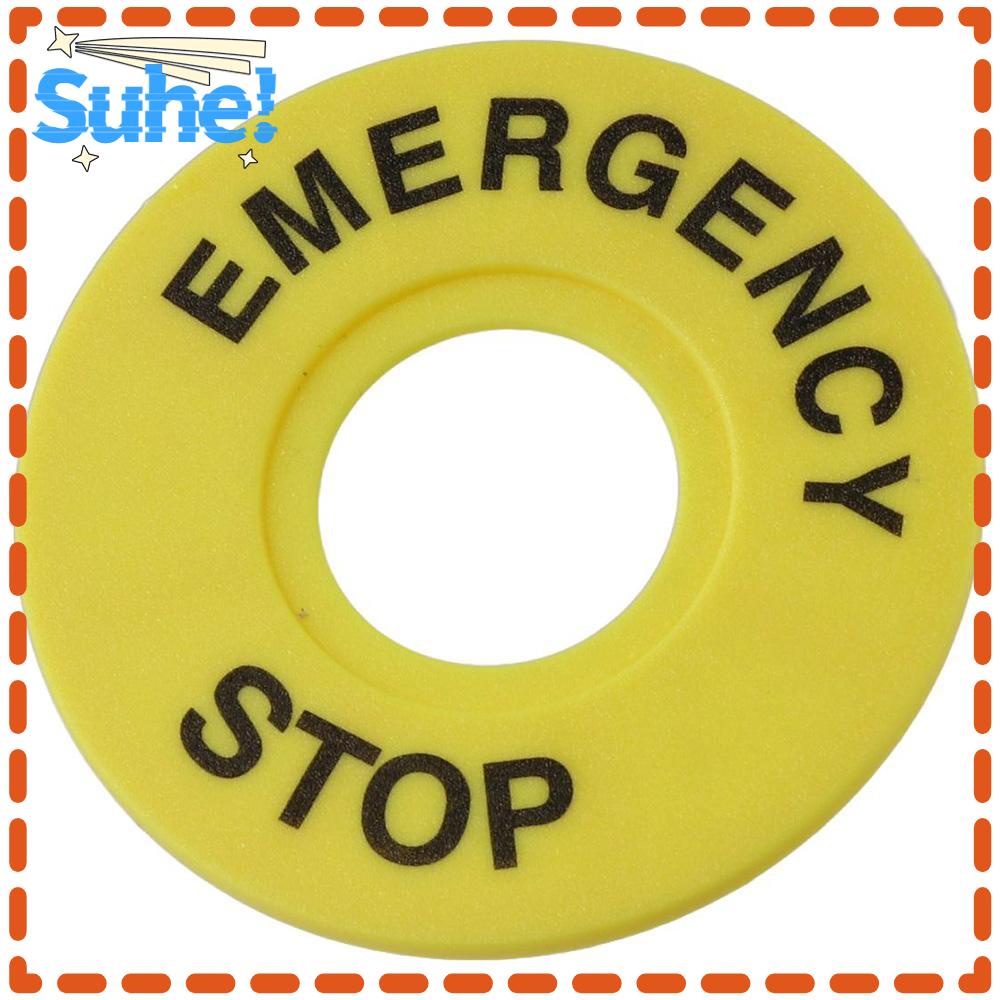 HISUHE 10 Pcs Emergency Stop Sign, 22mm Diameter Yellow Emergency Stop