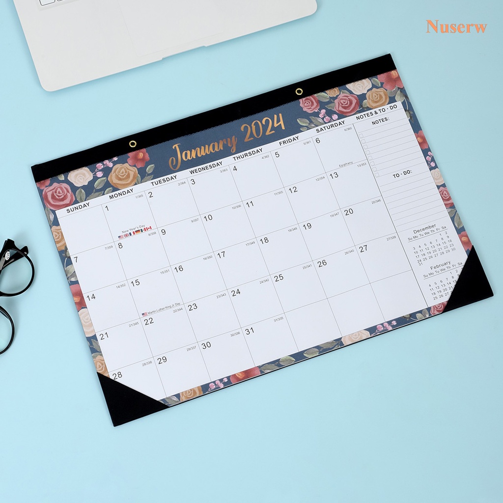 NUSERW Jan 2024 Dec 2024, 12 Months Large Monthly Desk Calendar, 17