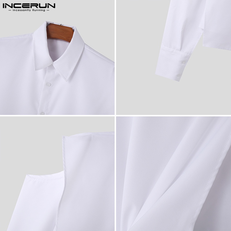 INCERUN Men Vintage Fashion Cut-Out Shoulders Long Sleeves Shirts ...