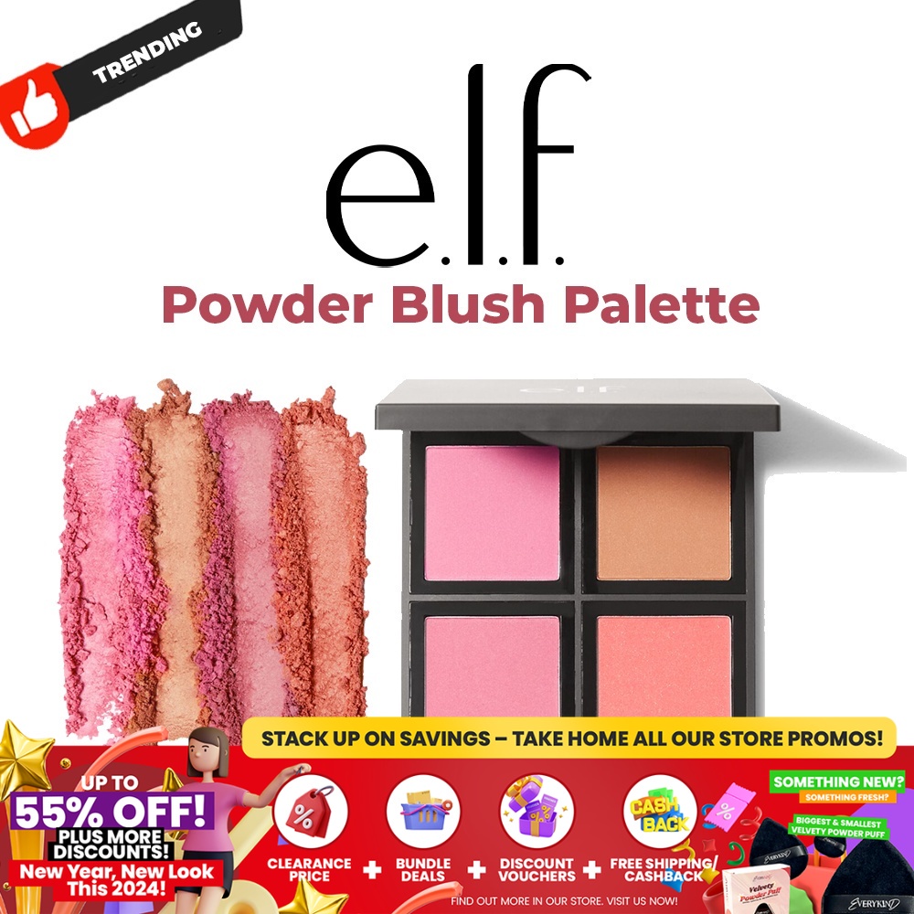 Elf Powder Blush Palette (Light) Longwear, Pigmented Quad Blush