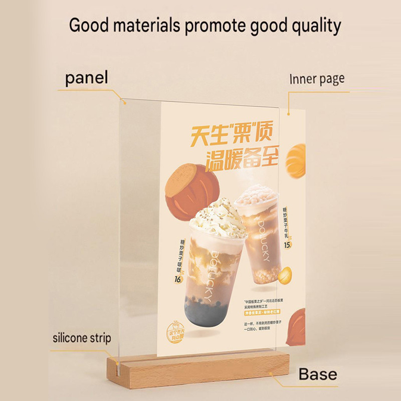 Acrylic Table Card Solid Wood Base Vertical Table Card Stand Price Tag ...