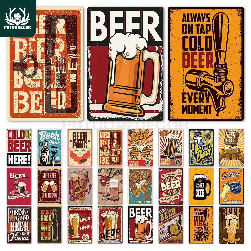 2023Putuo Decor Beer Retro Tin Sign Funny Poster Plaque Metal Vintage ...