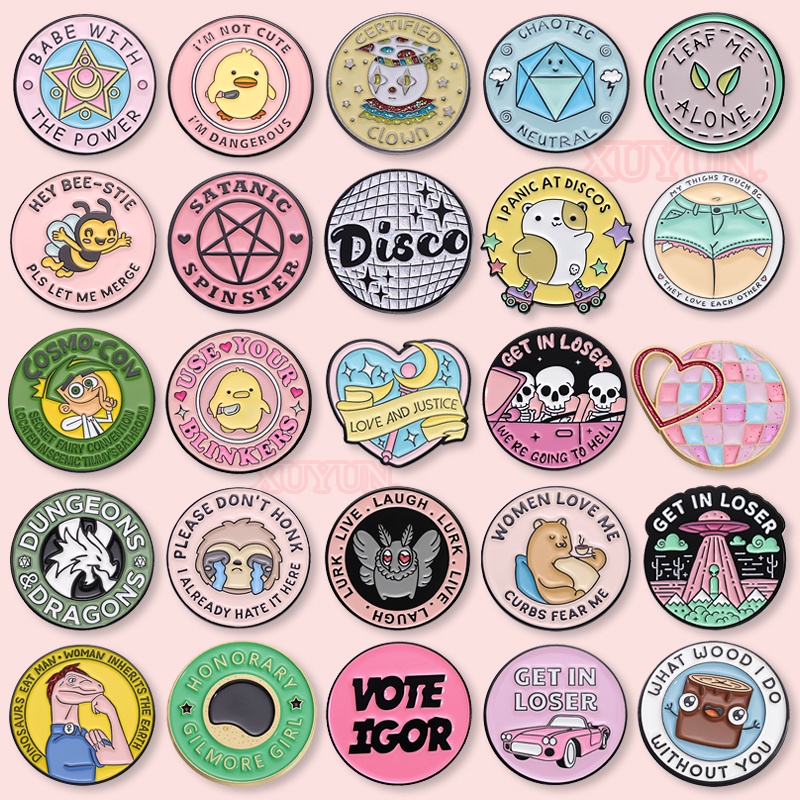 Round Cartoon Animation Game Peripheral Brooches Cute Animal Series ...