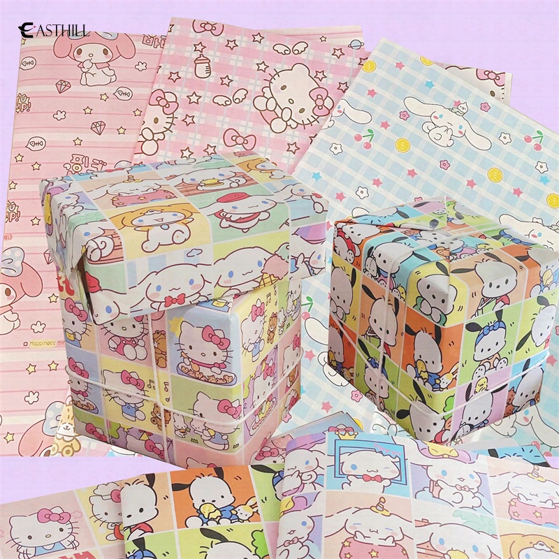 EASTHILL 9Pcs/set Sanrioed Gift Wrapping Papers Kawaii Christmas Anime ...