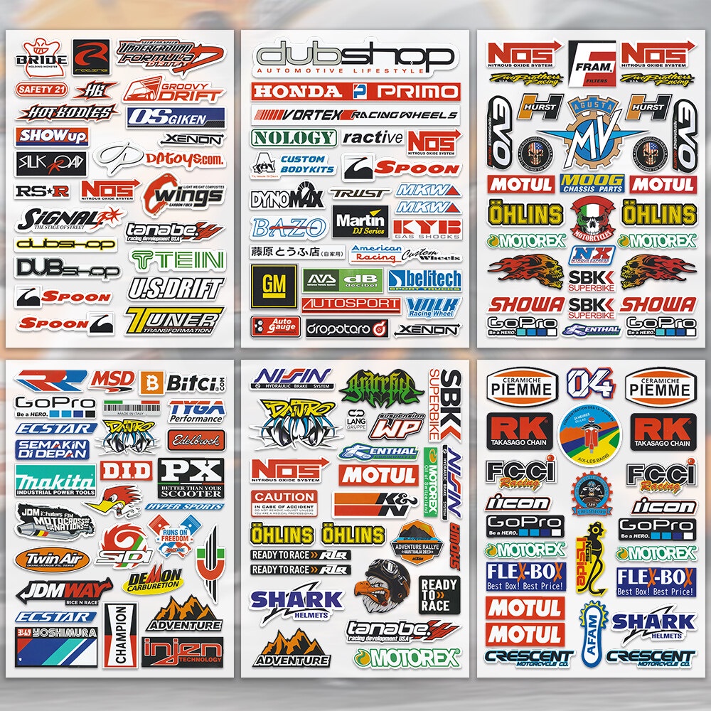 Speed Rider Multi-Color Racing Sponsor Decal Sheet - For Honda Motorcycle / ATV / Gear