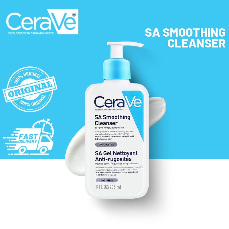 CeraVe SA Smoothing Cleanser 236ml Acne Cleanser blackhead Face Wash ...