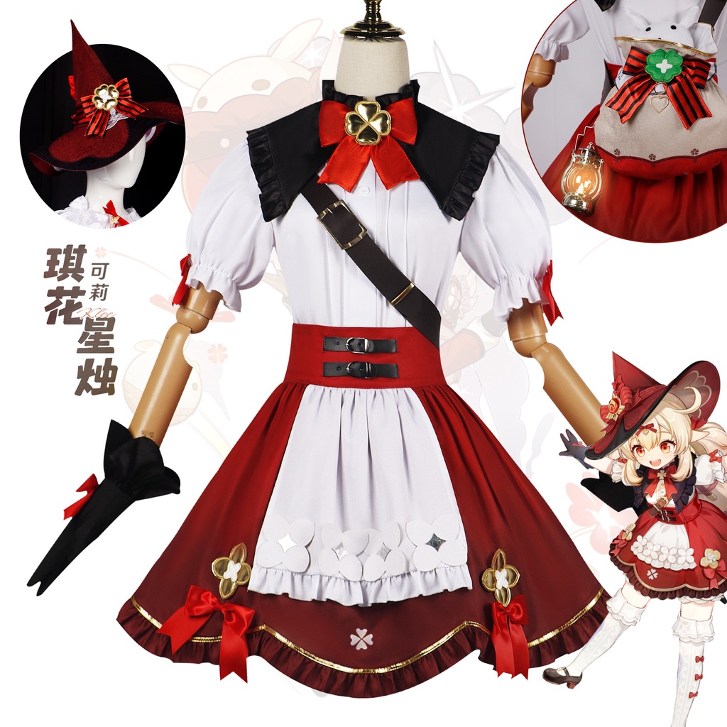 Genshin Impact Witch Klee's Qihua Starlight Cosplay Full Costume ECA4 ...