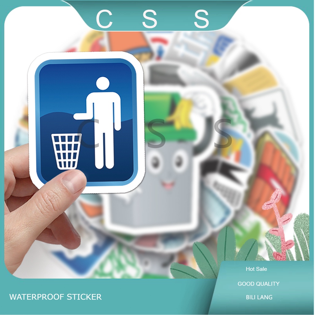 CSS 50Pcs/Set Garbage Classification Graffiti Waterproof Sticker DIY ...