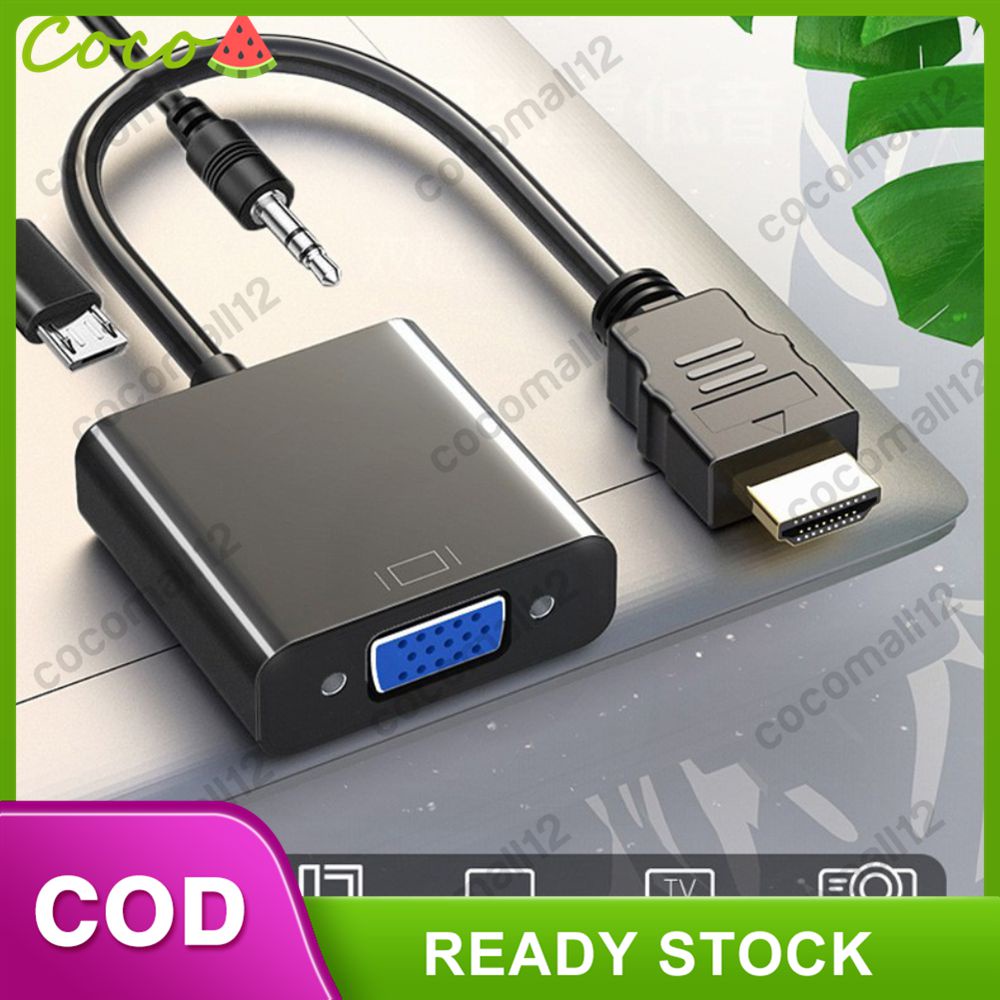 HDMI To VGA Adapter Audio Line Durable Stable Performance HDMI To VGA