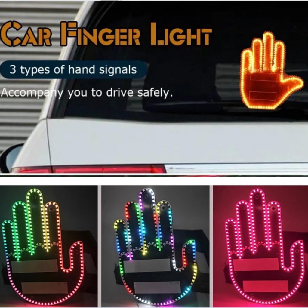Funny Car Finger Light with Remote Road Rage Signs Middle Gesture Hand ...