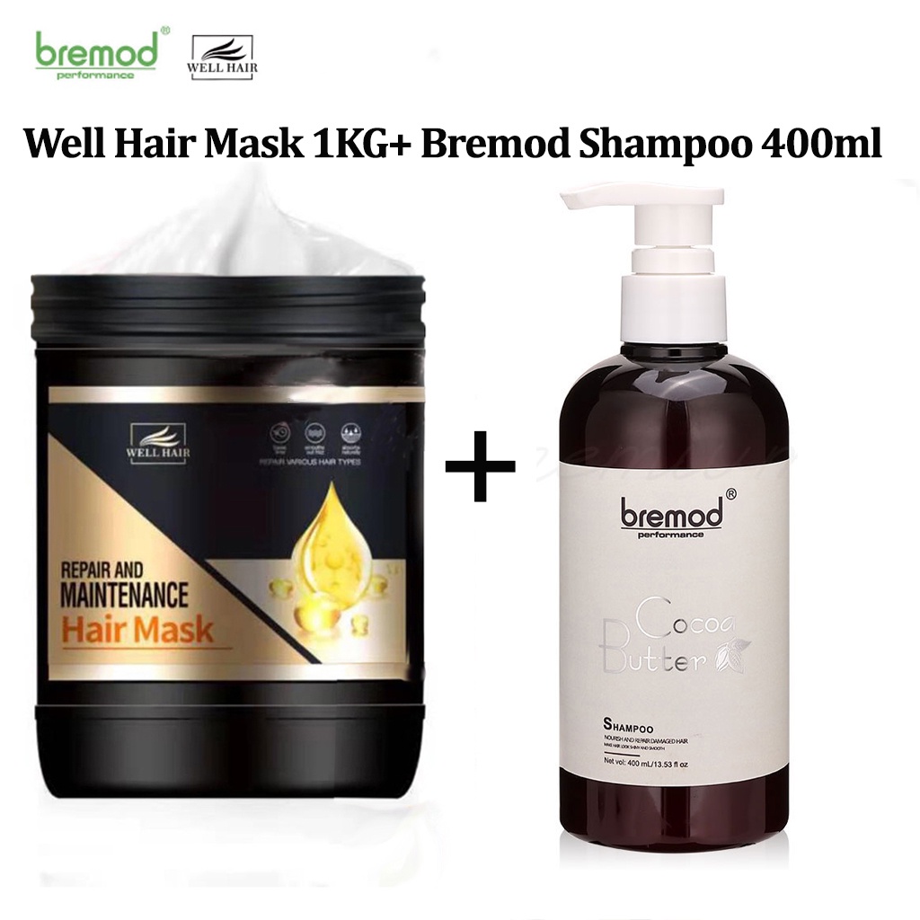 Bremod Hair Conditioner & Shampoo 400ml with Well Hair Mask 1KG Care Treatment Frizzy Hair