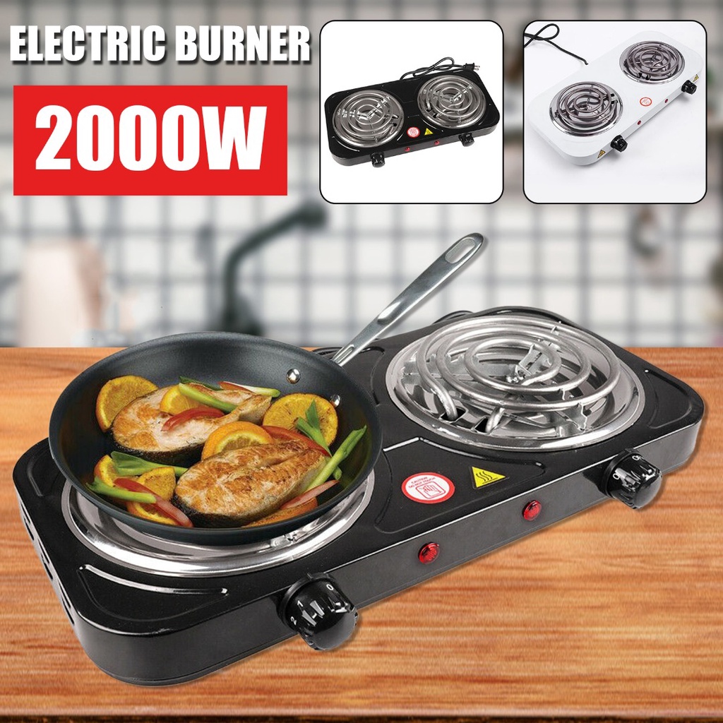 New Electric Dual Burner Hot Plate Cooker Kitchen RV Cooktop Double