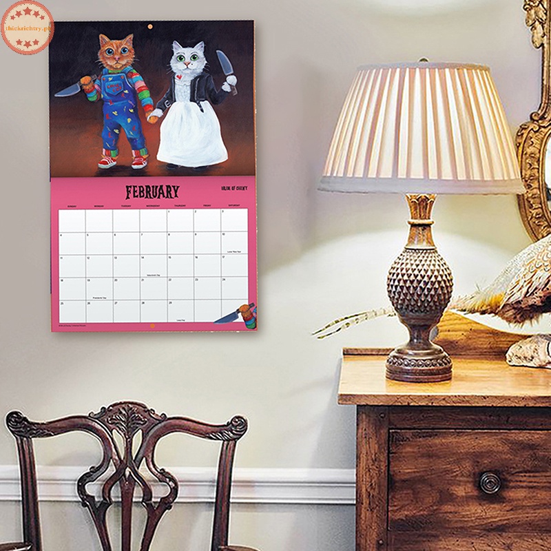 RICHTRY Scaredy Cats 2024 Monthly Calendar, Cats 2024 Hangable Monthly