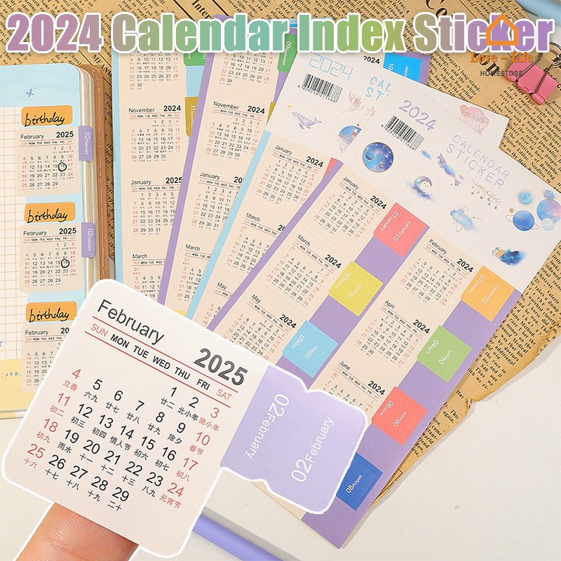 Kawaii 2024-2025 Calendar Stickers/ Kawaii Monthly Manual Ledger Label ...