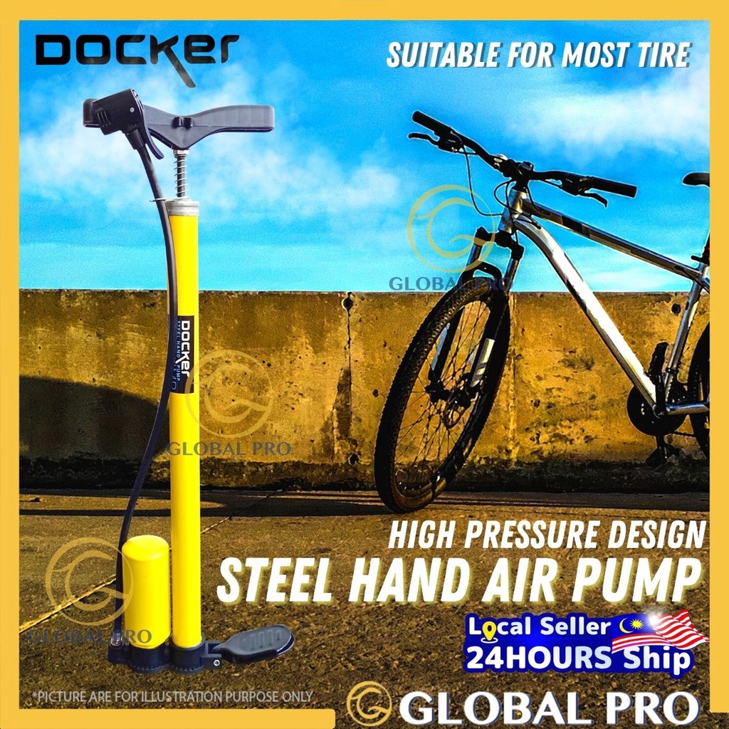 DOCKER Air Hand Pump Steel Material High Pressure Pam Angin Bicycle
