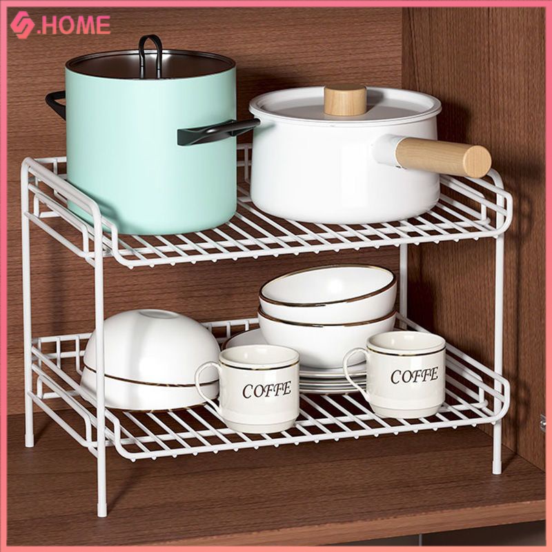 Kitchen pot rack, storage rack, cabinet partition, layered bowl rack ...