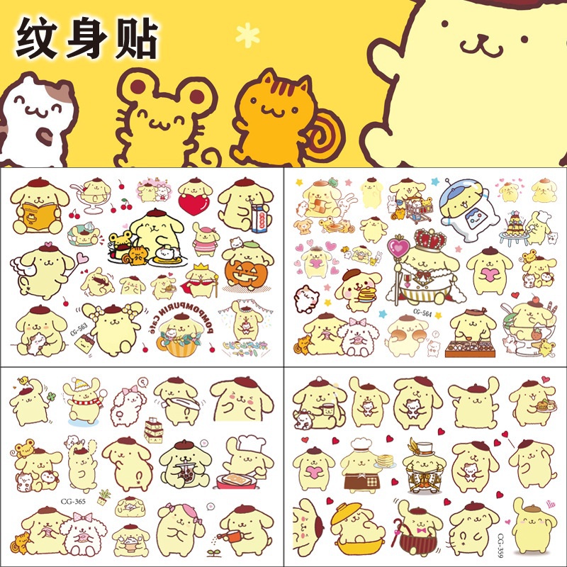 Sanrio Pom Pom Purin tattoo stickers tattoo stickers pompompurin tattoo ...