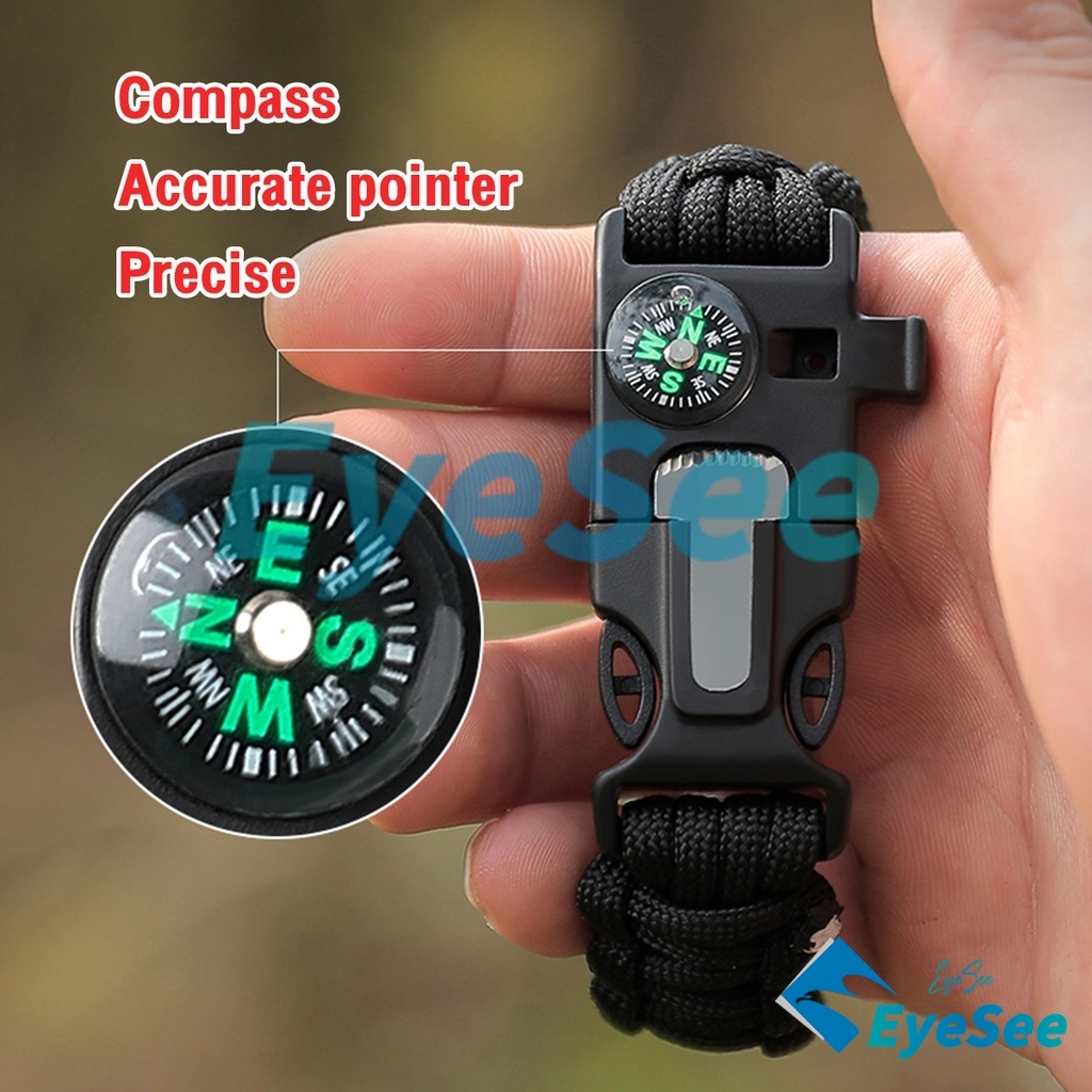 Outdoor Camping Bracelet With Whistle Flint Fire Starter Nylon Bracelet 3.2m Rope Wild Survival