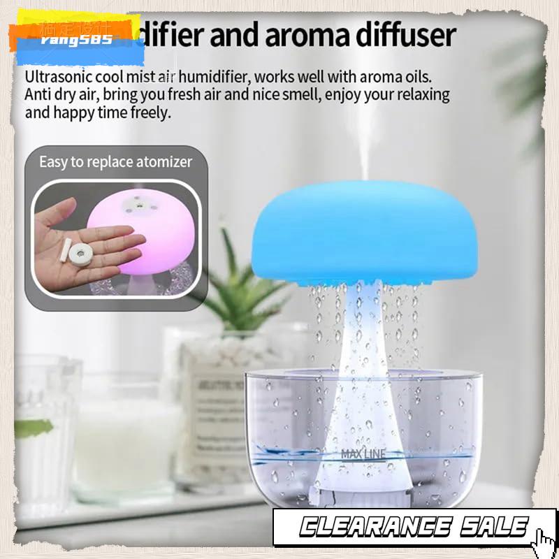 1 Piece Mushroom Humidifier with Jelly Fish Light Lamp White Noise Diffuser 24H Runtime, 700ML