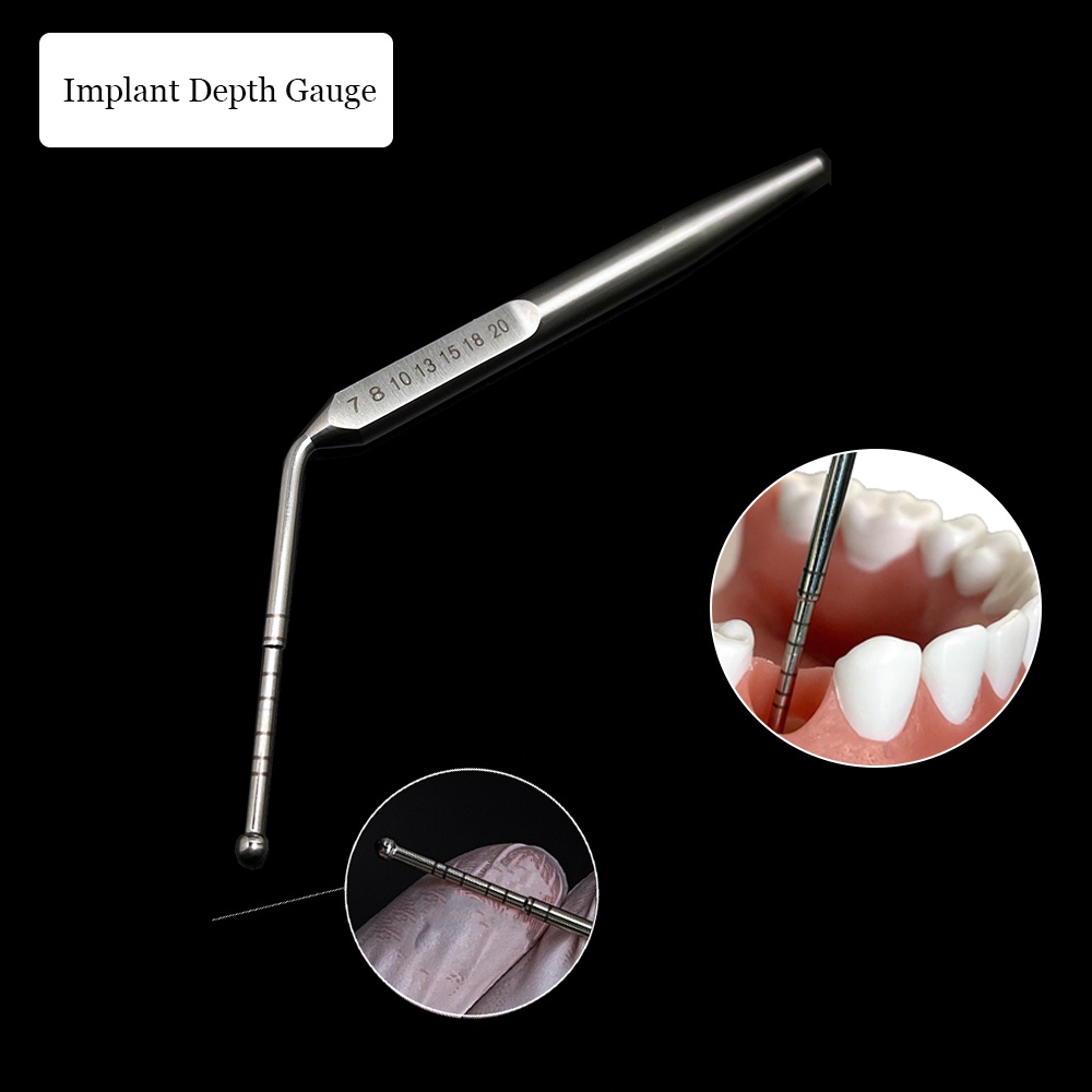 Dental Implant Depth Gauge Stainless Steel Gingival Measuring Ruler