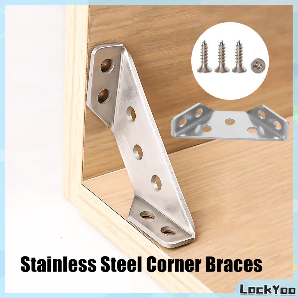 LockYoo Stainless Steel Corner Braces Furniture Fastener Joint Corner ...