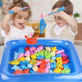 Buy Bath Toy , Fishing Floating Animals Squirts Toys Games Playing Set with Fishing  net , Fish Net Game in Bathtub Bathroom Pool for Babies Toddlers and Kids  (Dark Blue) Online at