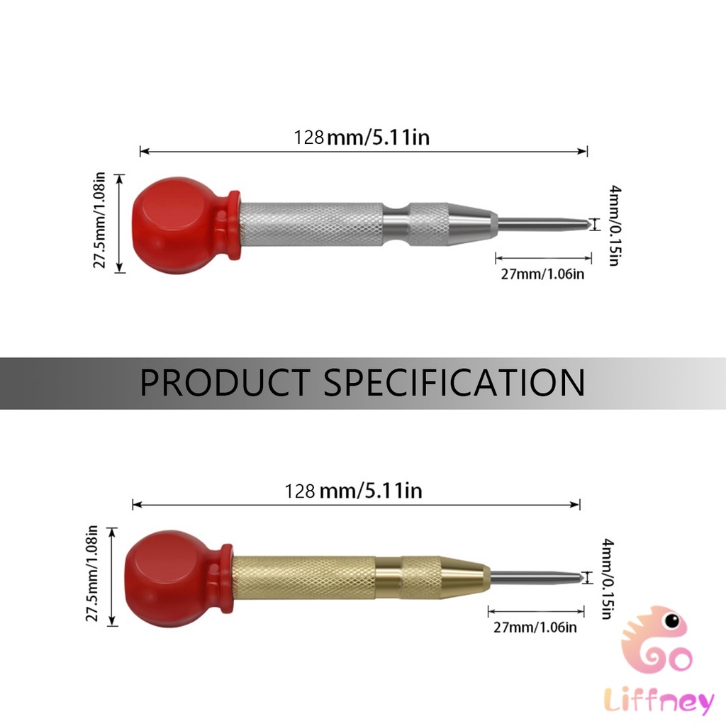 Automatic Center Punch Adjustable Spring-Loaded Tool Anti-Slip Knurled ...