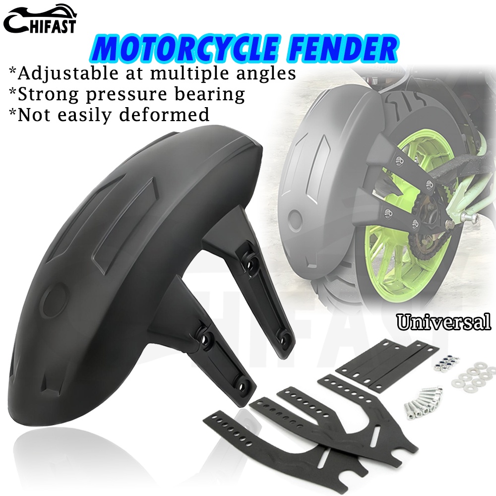 HIFAST Motorcycle Universal Rear Mudguard Adjustable Black Fender Mud ...