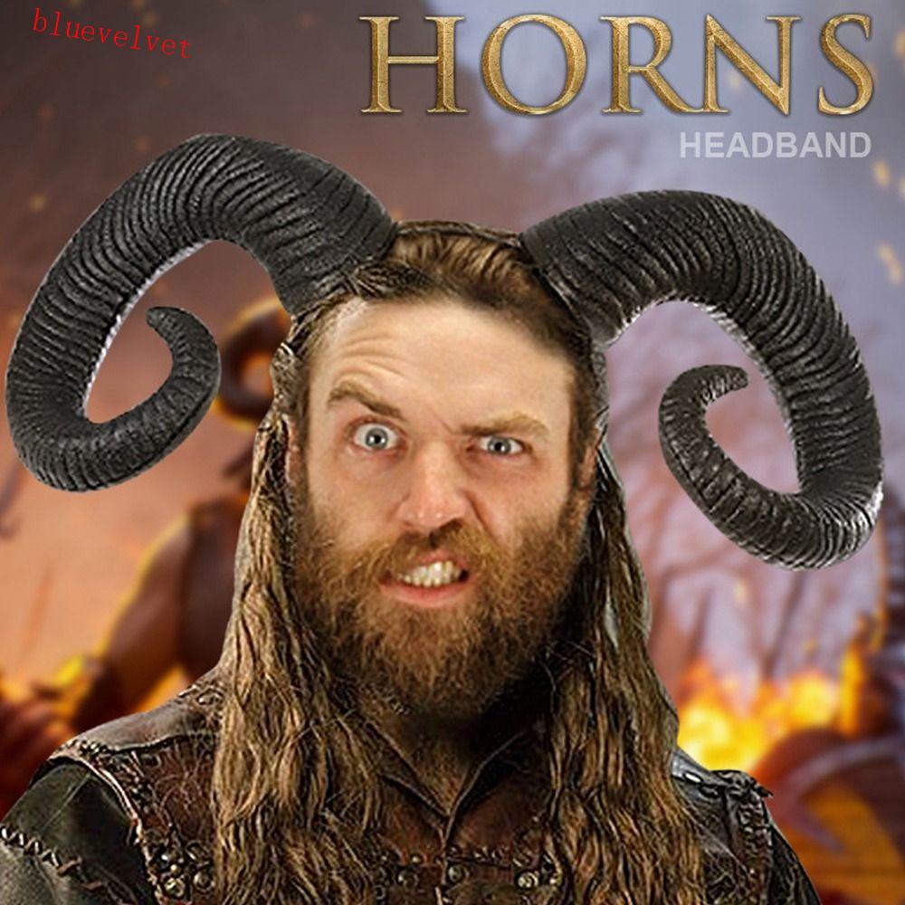 BLUEVELVET Halloween Demon Horns Headband, Pu Cosplay Headband Devil Ox