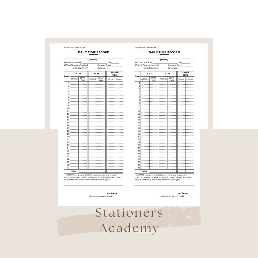 Daily Time Record Form 48 Shopee Philippines